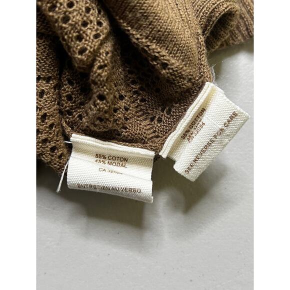 Free People Crochet Knit Cropped Bolero Sweater women Brown Size SP boho western - Picture 12 of 13